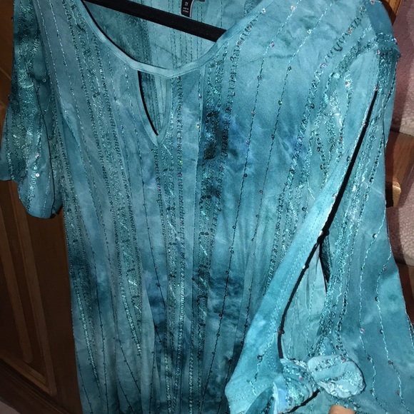Sami & Jo Plus Turquoise dress with sequins - Picture 7 of 15